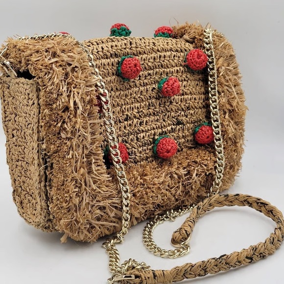 Zara strawberry straw raffia clutch bag - Picture 3 of 11